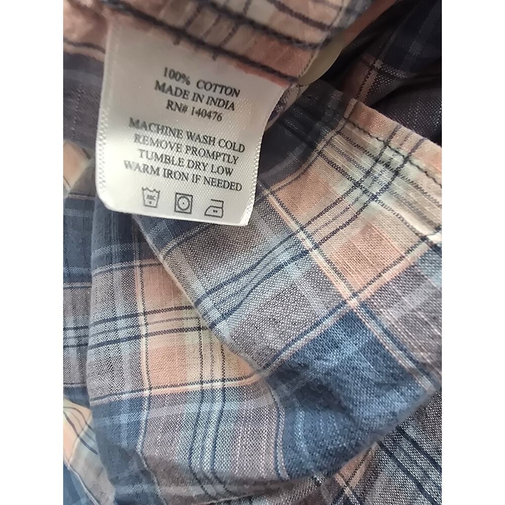 Faherty‎ Brand Mens XL Blue Pink Plaid Short Sleeve Button Down Shirt Coastal - Picture 4 of 7